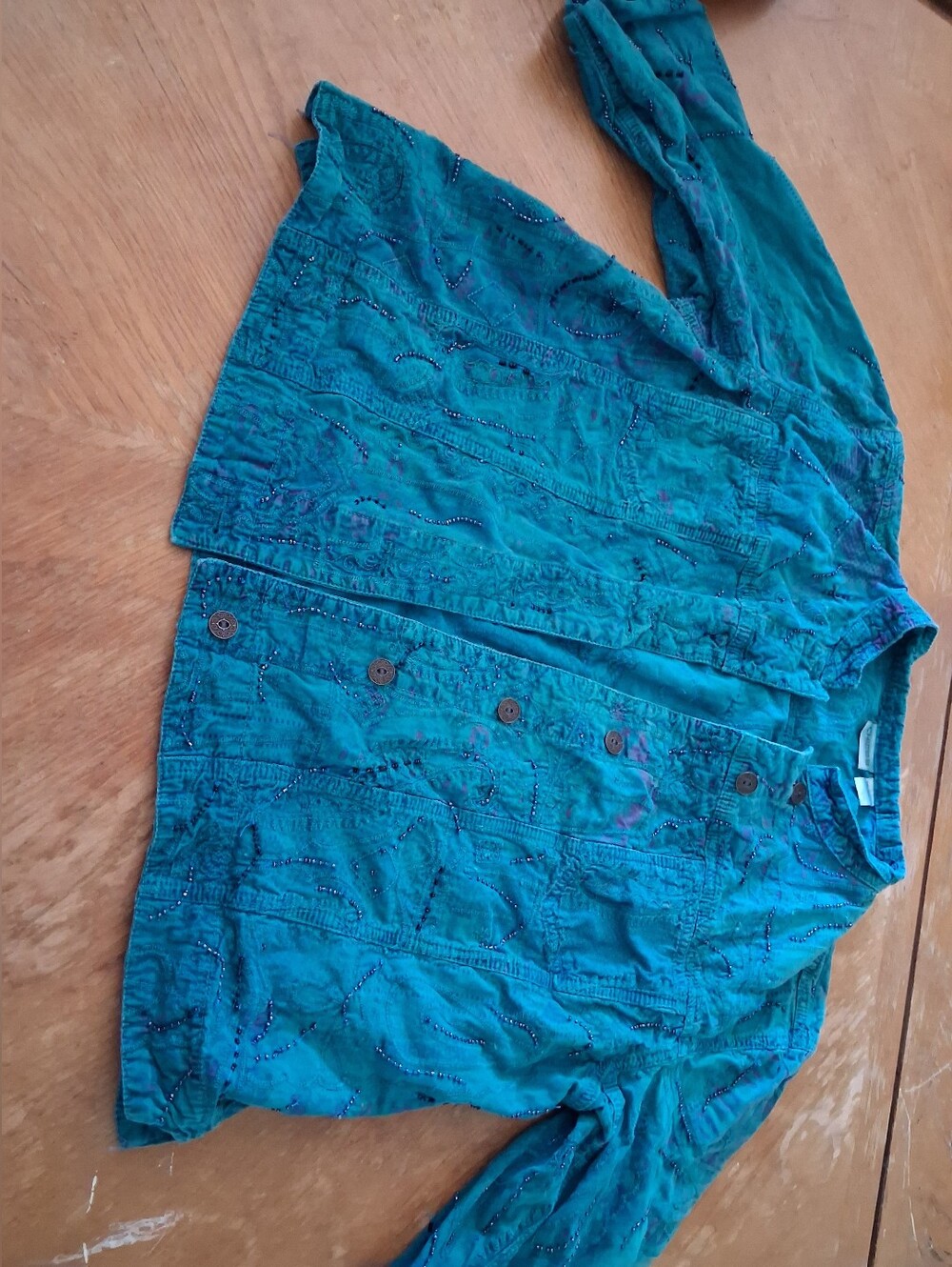 Chico's Teal Patterned Top with Subtle Print